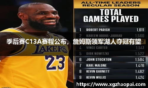 季后赛C13A赛程公布，詹姆斯领军湖人夺冠有望